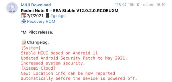 <br />
						Redmi Note 8 в Европе начал получать обновление Android 11<br />
					