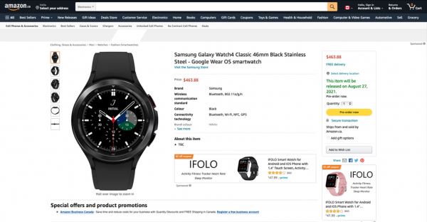 <br />
						Samsung Galaxy Watch 4 и Galaxy Watch 4 Classic появились на Amazon до анонса: основные характеристики, цены и дата старта продаж<br />
					